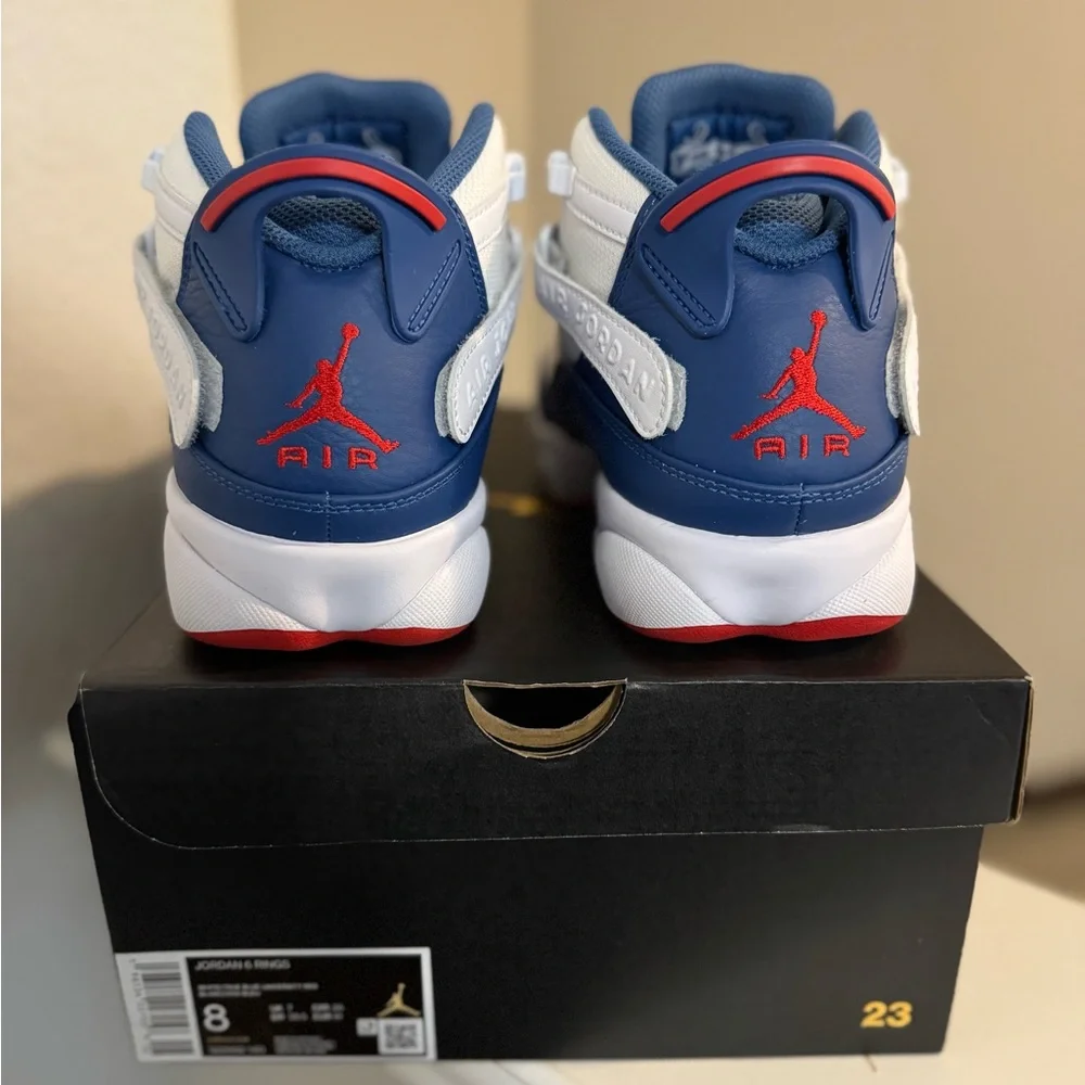 Nike Jordan 6 Rings True Blue and University Red Sneakers 8 - Picture 8 of 11